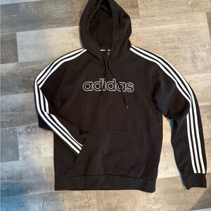 Adidas Black Hoodie with White Sleeve Stripes